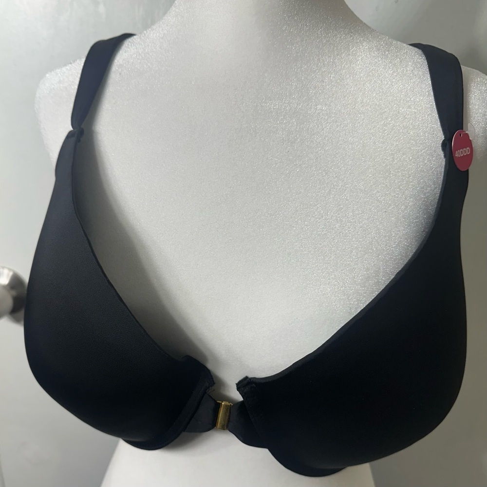 NWT Ashley Stewart 40DDD Bra Black Front Closure Seamless Full‎ Coverage Comfort